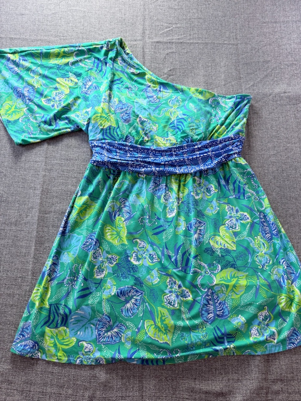 Lilly Pulitzer Green One-Shoulder Tropical Print Mini Dress - Picture 7 of 16